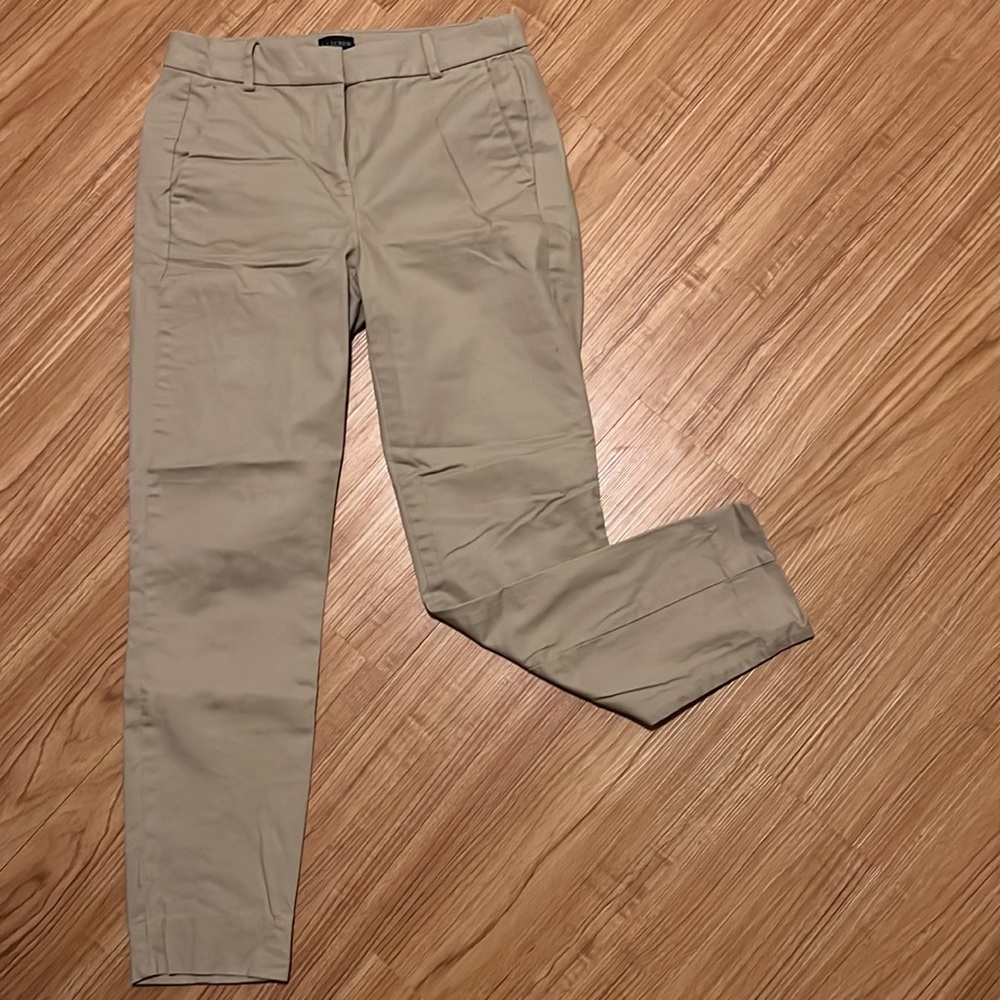 J Crew cropped straight leg beige pants